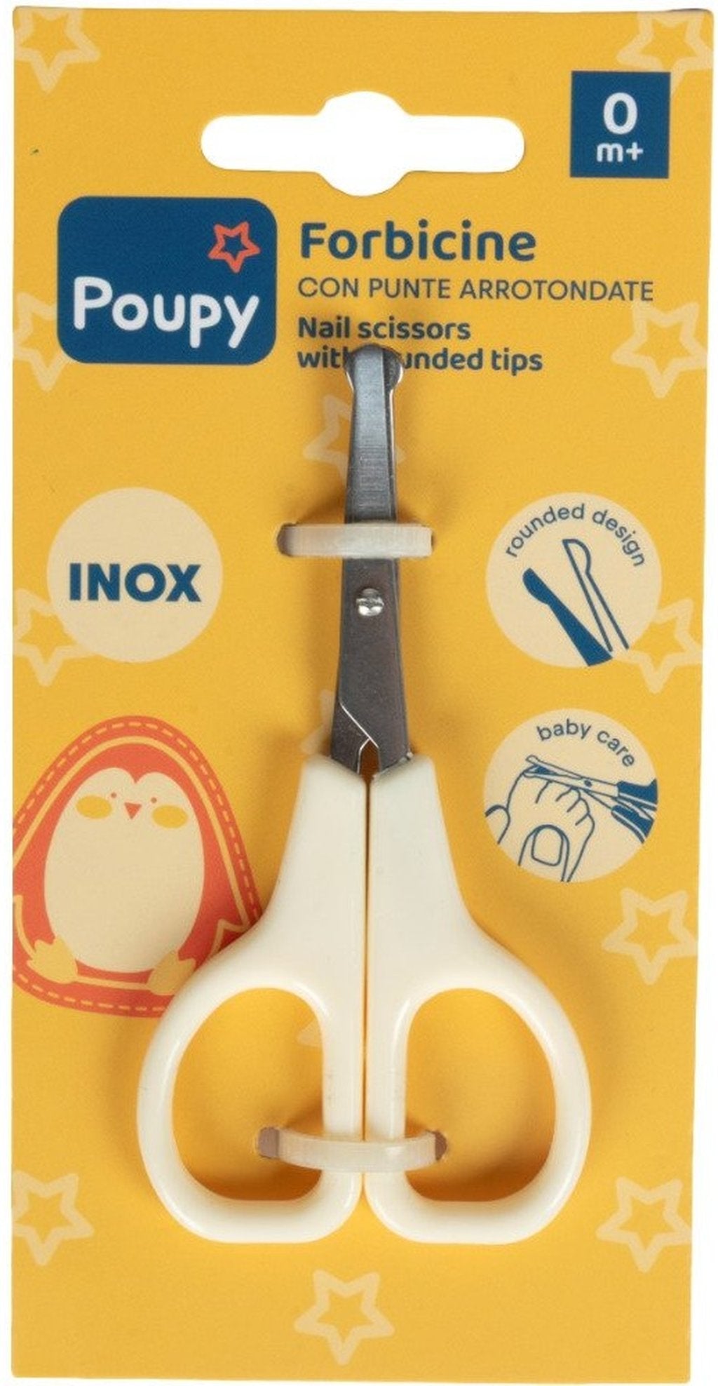 Forbicine Poupy con punte arrotondate sicure per bambini piccoli.