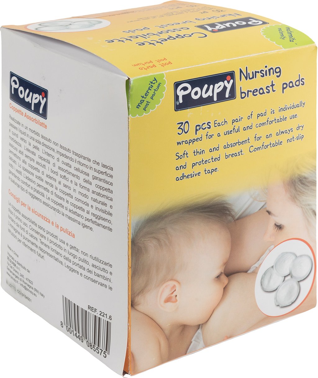 POUPY Coppette assorbilatte 30 pz. confezionate in comode e pratiche bustine
