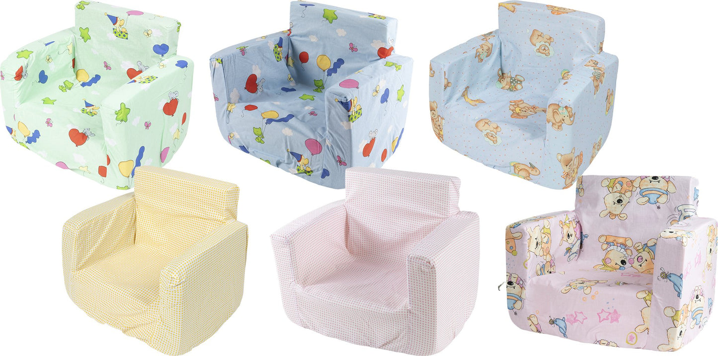 POUPY Poltroncina Morbida per bimbi in cotone, senza BPA, imbottitta
