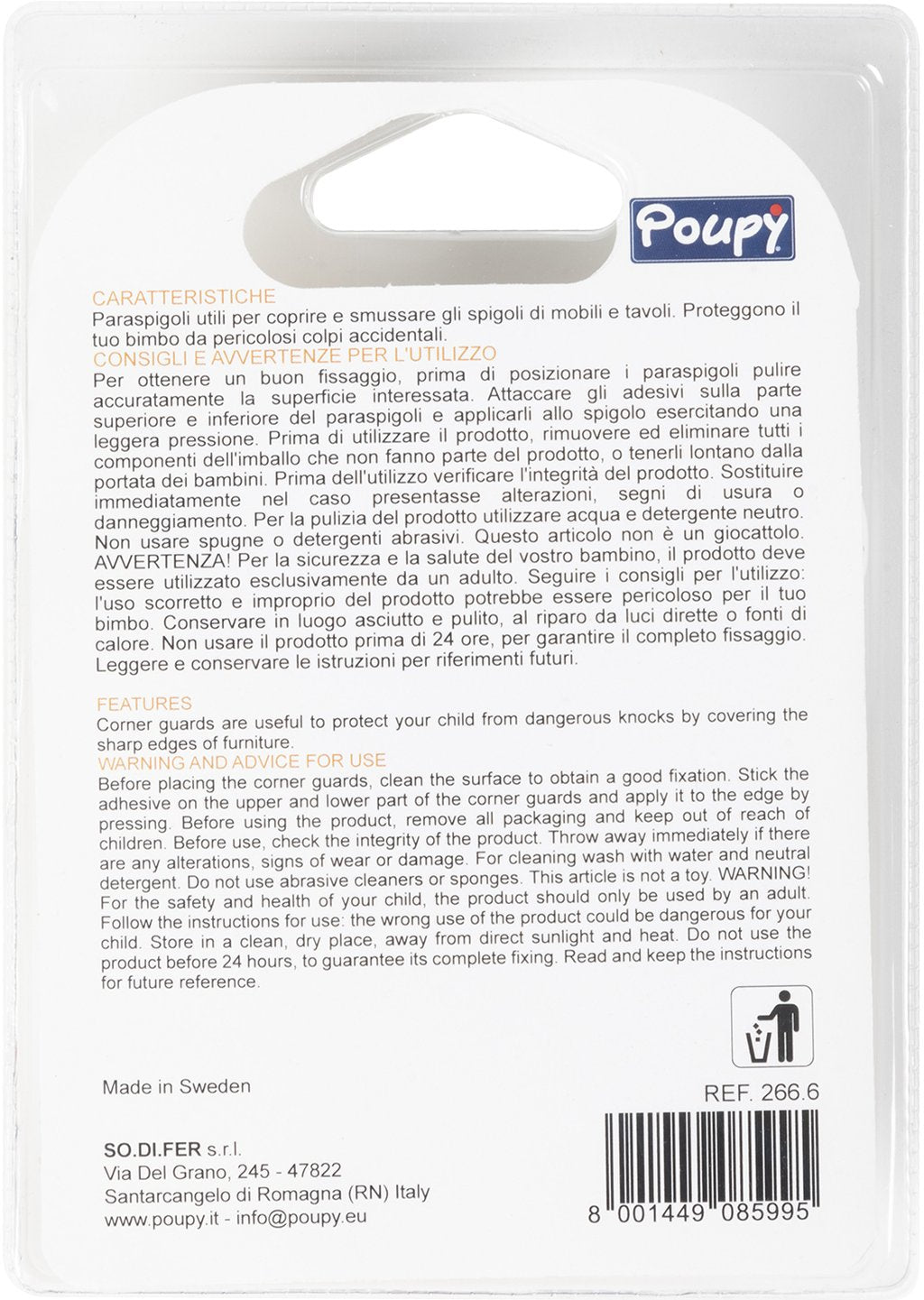 POUPY Paraspigoli tondi ad incastro 4 pz di per una massima sicurezza