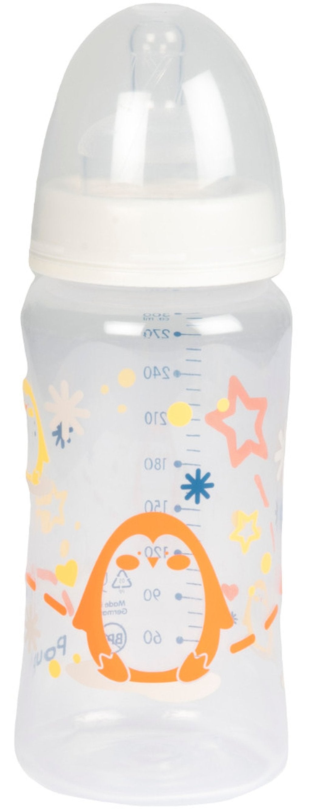 POUPY Biberon in PP Collo Largo 300 ml con Tettarella in Silicone ? Biberon