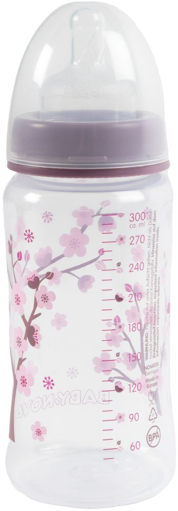 POUPY Biberon PP Collo Largo 300 ml con Tettarella in Silicone