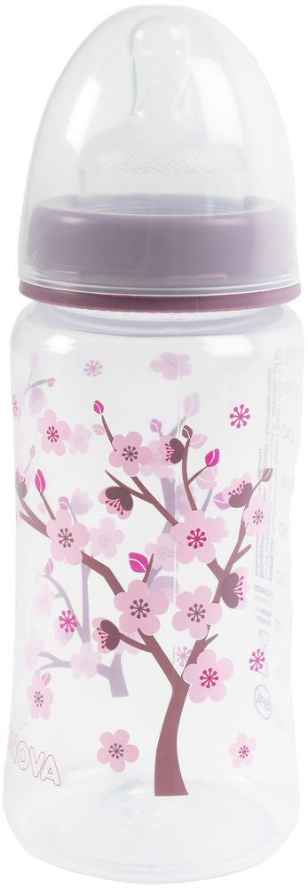 POUPY Biberon PP Collo Largo 300 ml con Tettarella in Silicone