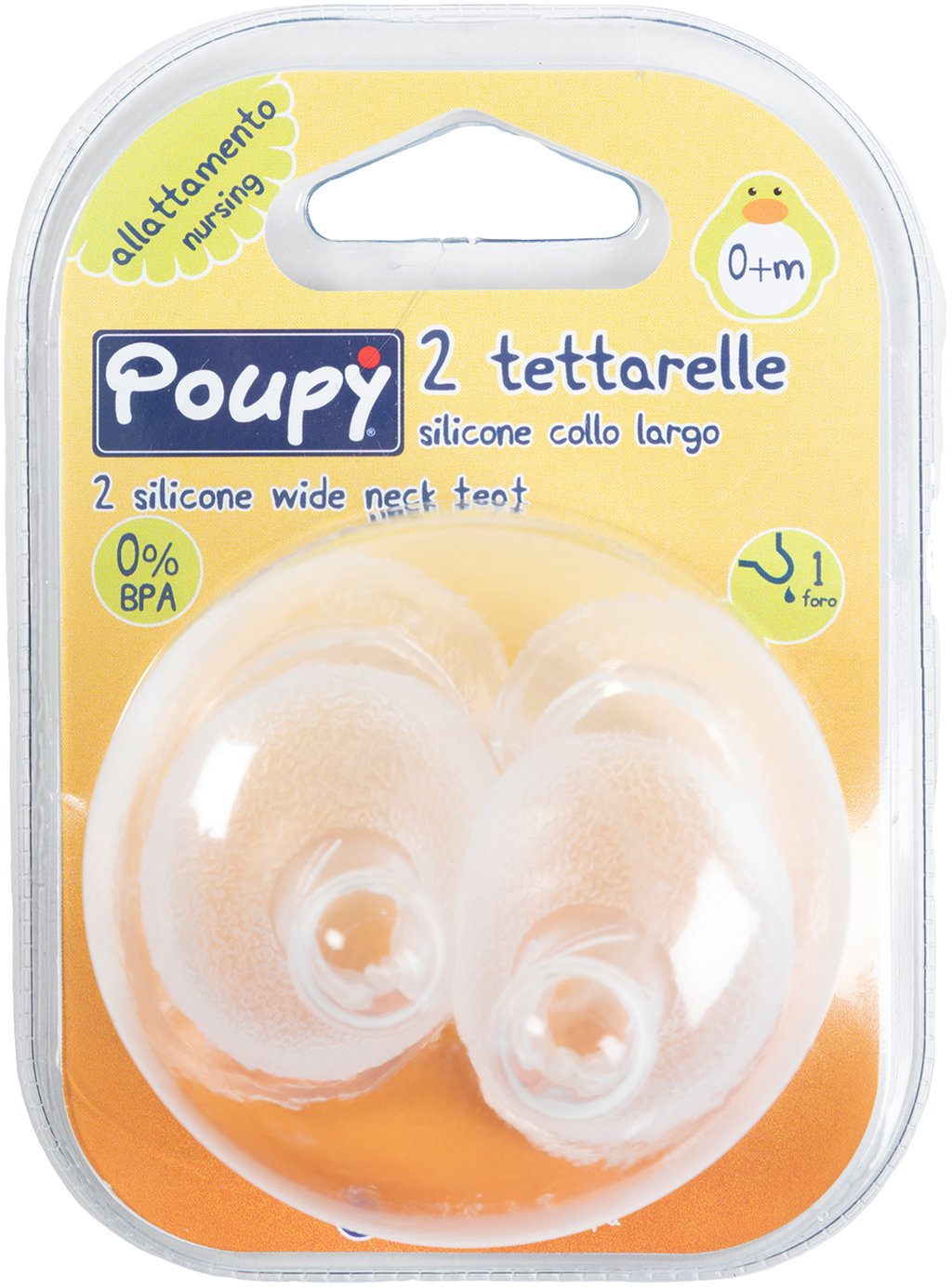 POUPY Tettarella per biberon neonati in silicone, senza BPA, lavabile