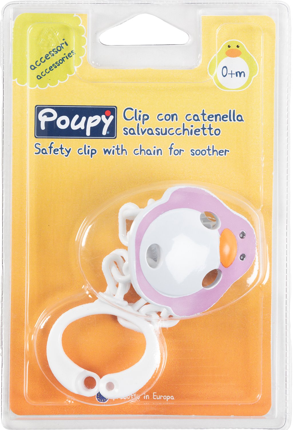 Clip con catenella per ciuccio bimbi in plastica