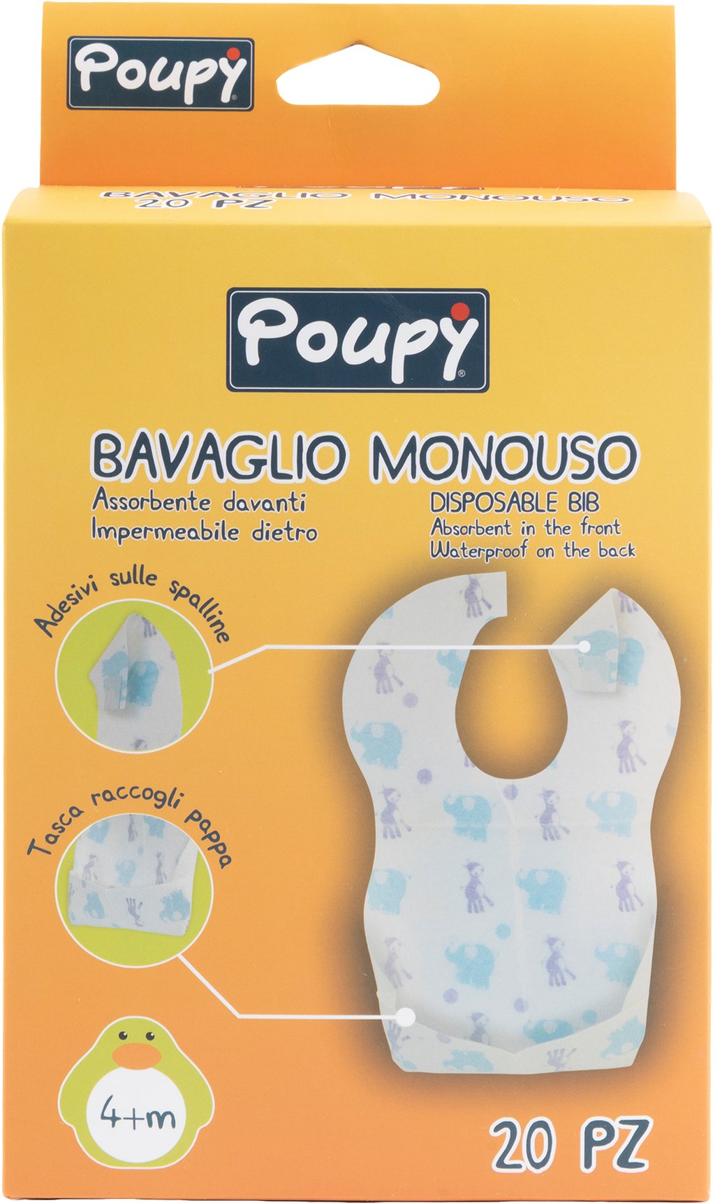 POUPY Bavaglini Usa e Getta per bimbi, impermeabili e assorbenti, igienici