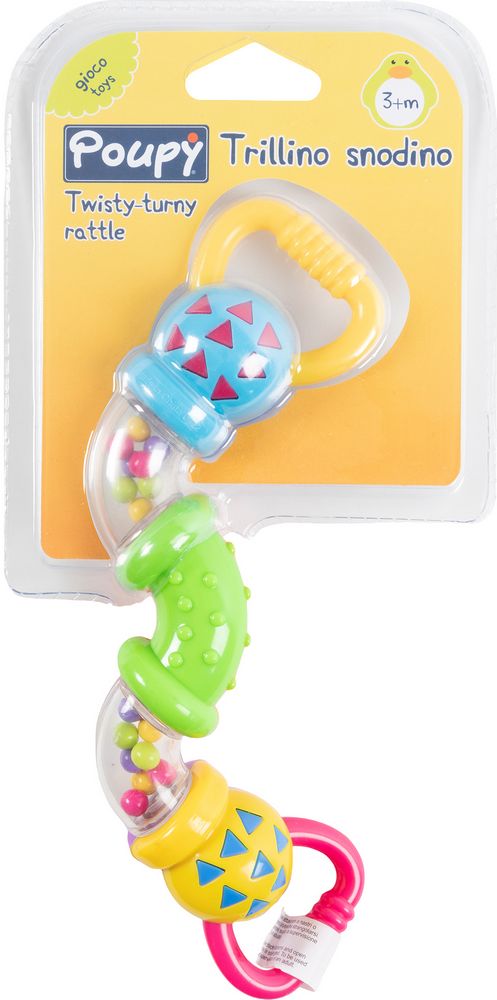 Trillino snodino Poupy per bambini dai 3 mesi in sù mordicchiabile.