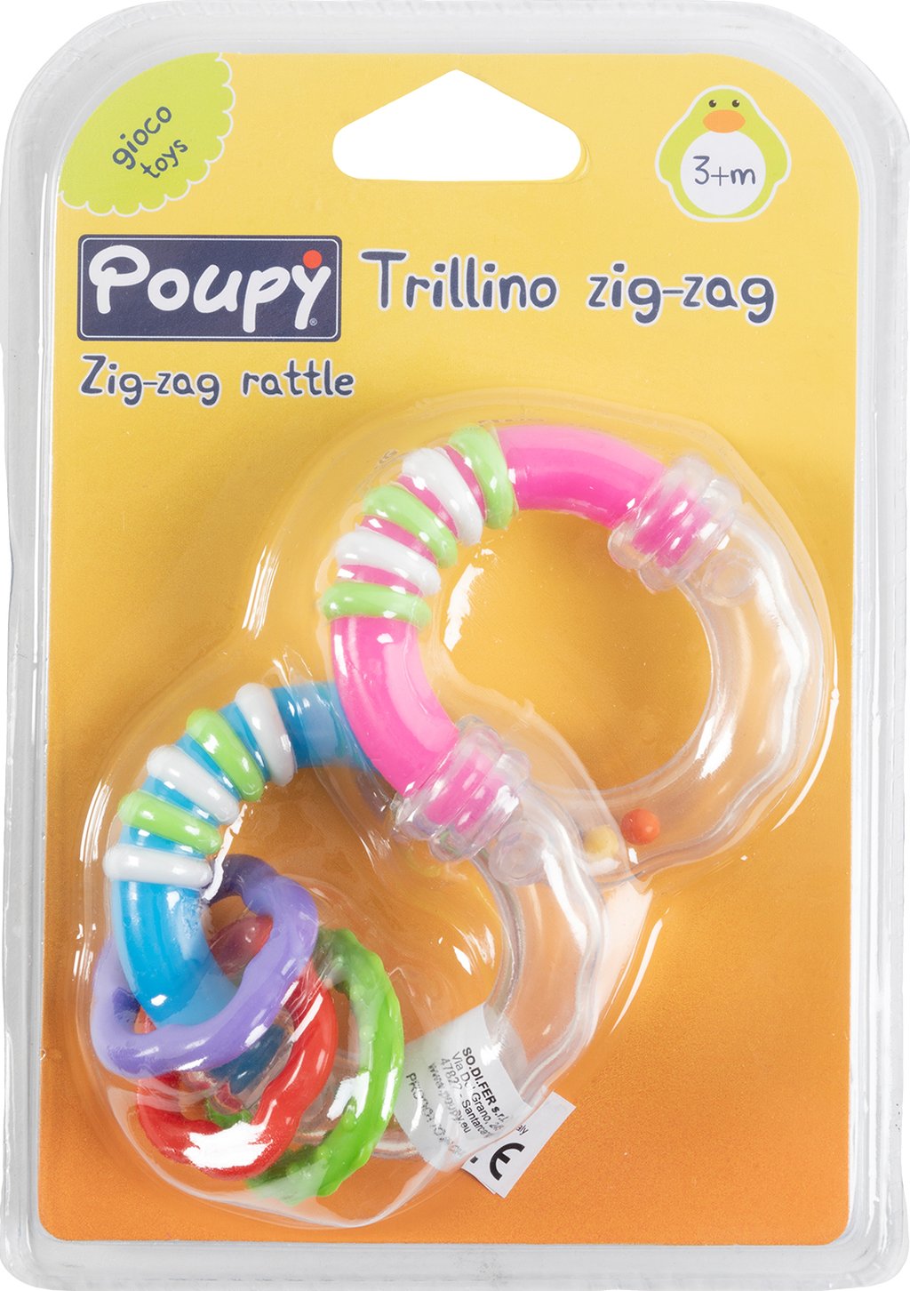 POUPY Trillino Zig Zag per bambini sonoro, leggero e facile da impugnare, aiuta