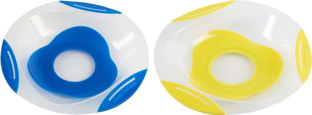Piatto pappa Bi-Componente Poupy con fondo antiscivolo e forma arrotondata.