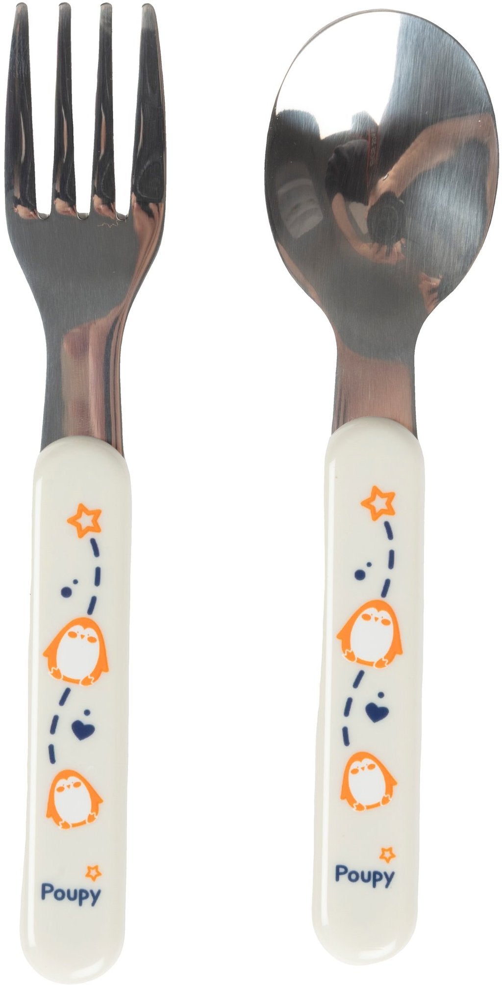 POUPY Set Posatine Inox 2pz, Cucchiaio e Forchetta Ergonomici, Acciaio