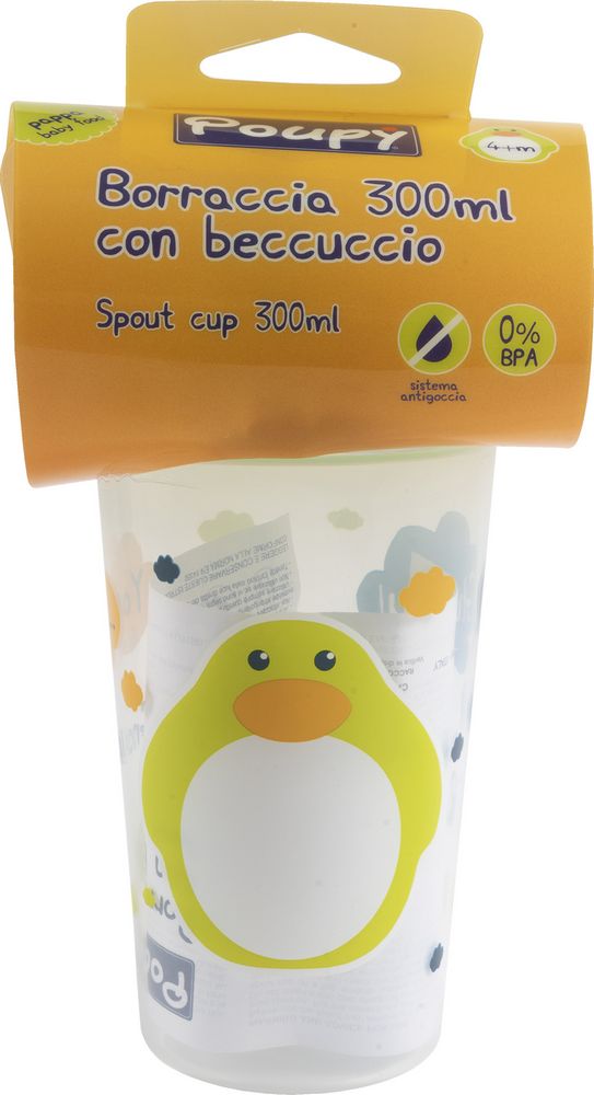POUPY Borraccia Funghetto con Beccuccio 300 ml, BPA Free, Portatile e Facile