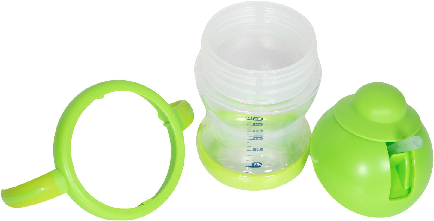 POUPY Tazza da 200 ML con manici, cannuccia e coperchio con beccuccio adattai