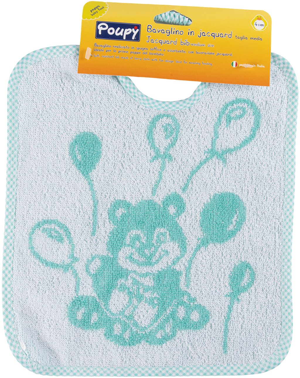 POUPY Bavaglino Medio Neonati in spugna senza BPA assorbente lavabile Originale