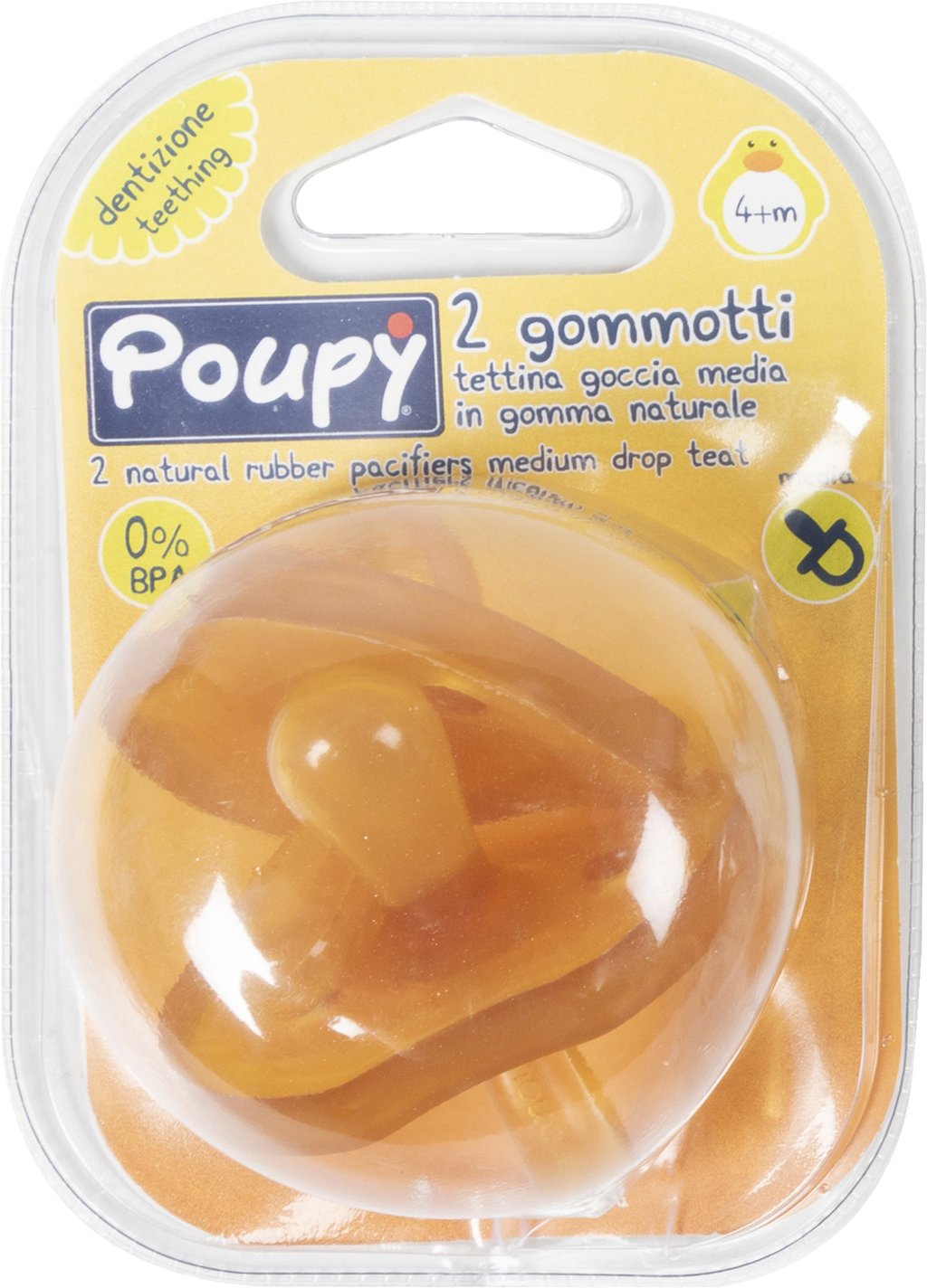 POUPY Ciuccio Neonato in gomma, senza BPA, lavabile e riutilizzabile, con fori