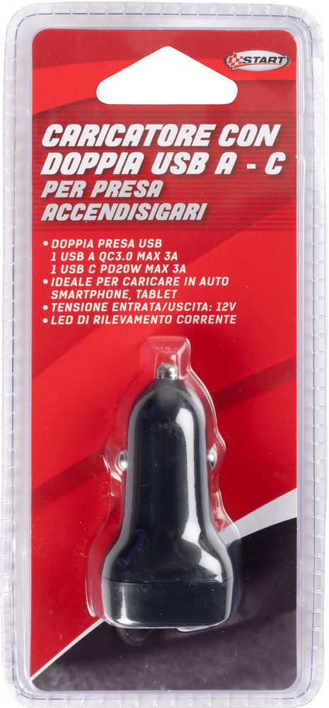 Caricatore Auto USB con Porte USB A e USB C, Ricarica Rapida