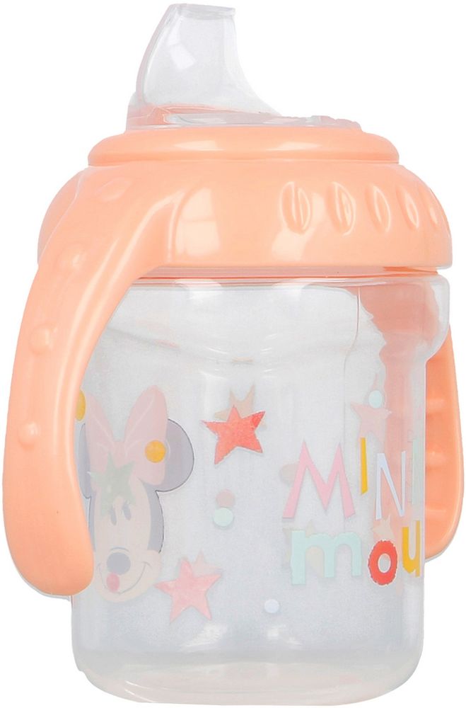 Tazza da Viaggio Originale Minnie da 250 ML in plastica per bambine, facile da lavare e riutilizzabile, con ugello e manici facili da usare.