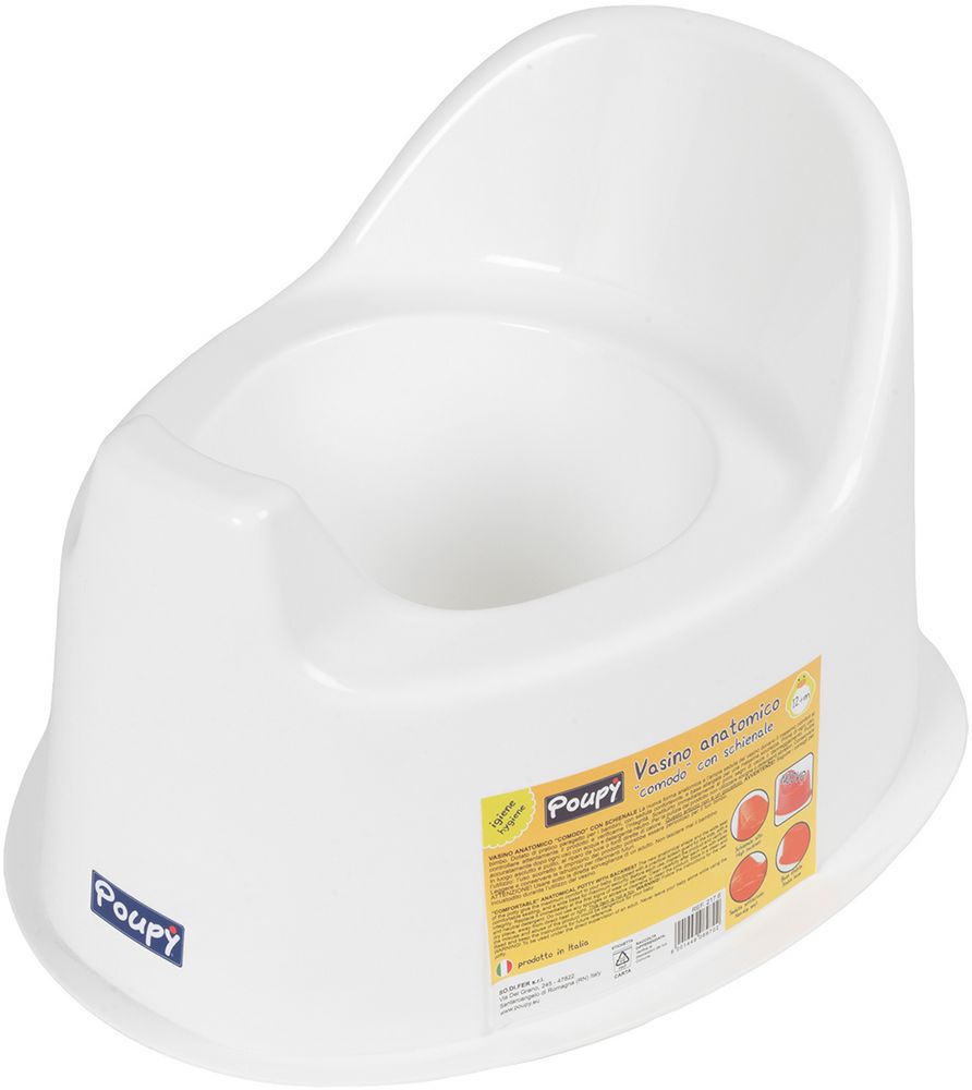 Nuovo Vasino Anatomico bianco Poupy per bambini con schienale e paragetto