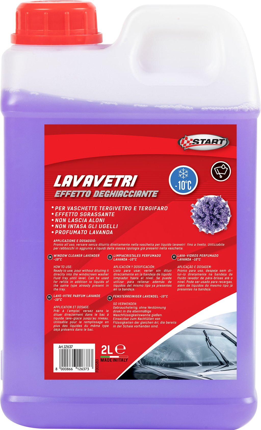 START Lavavetri Deghiacciante -10? Lavanda 2L Pronto Uso, Non Intasa Ugelli