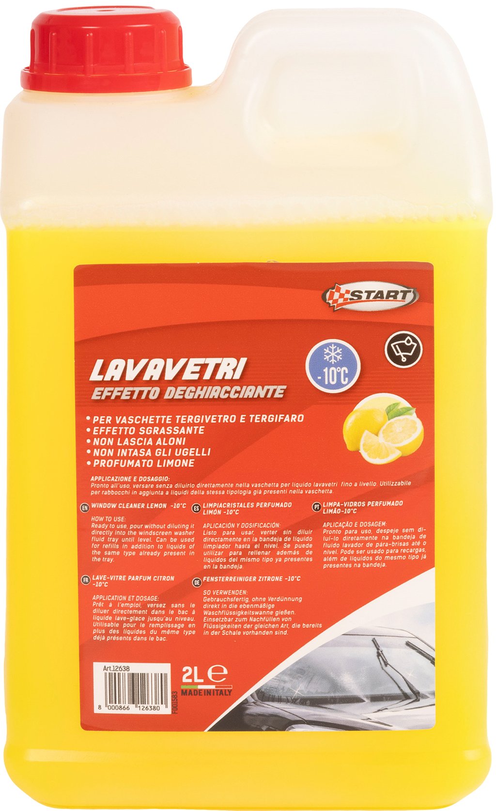START Lavavetri Deghiacciante -10? Limone 2L Pronto Uso, Non Intasa Ugelli