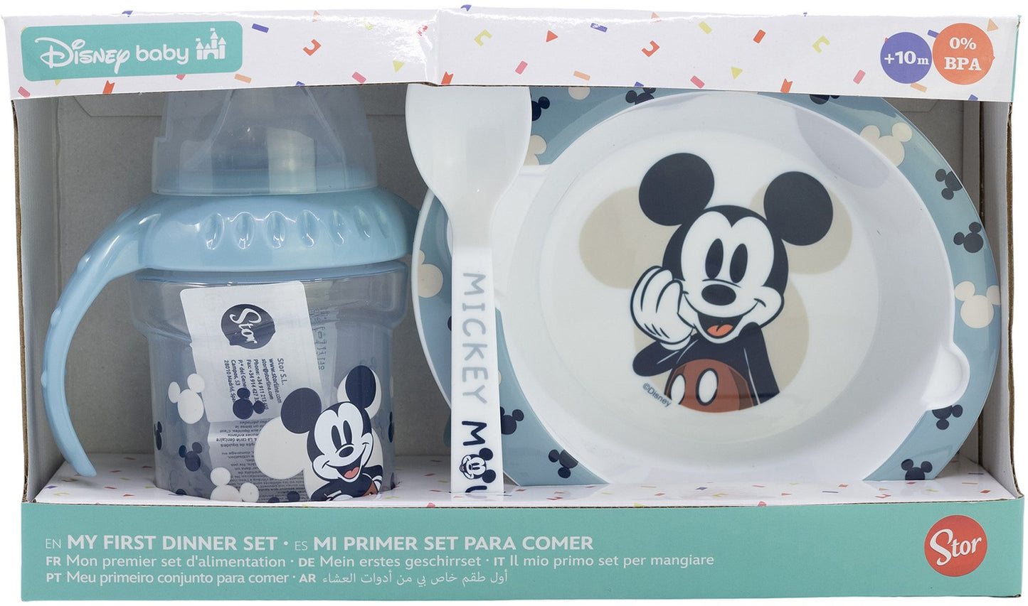 STOR Set Regalo Bambini Disney Mickey Mouse, senza BPA, con biberon, ciotola