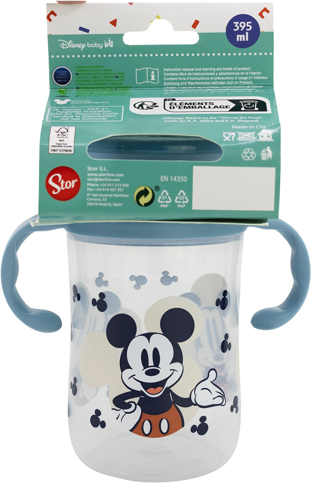 STOR Bicchiere Viaggio Bambini Disney Mickey Mouse, in plastica senza BPA