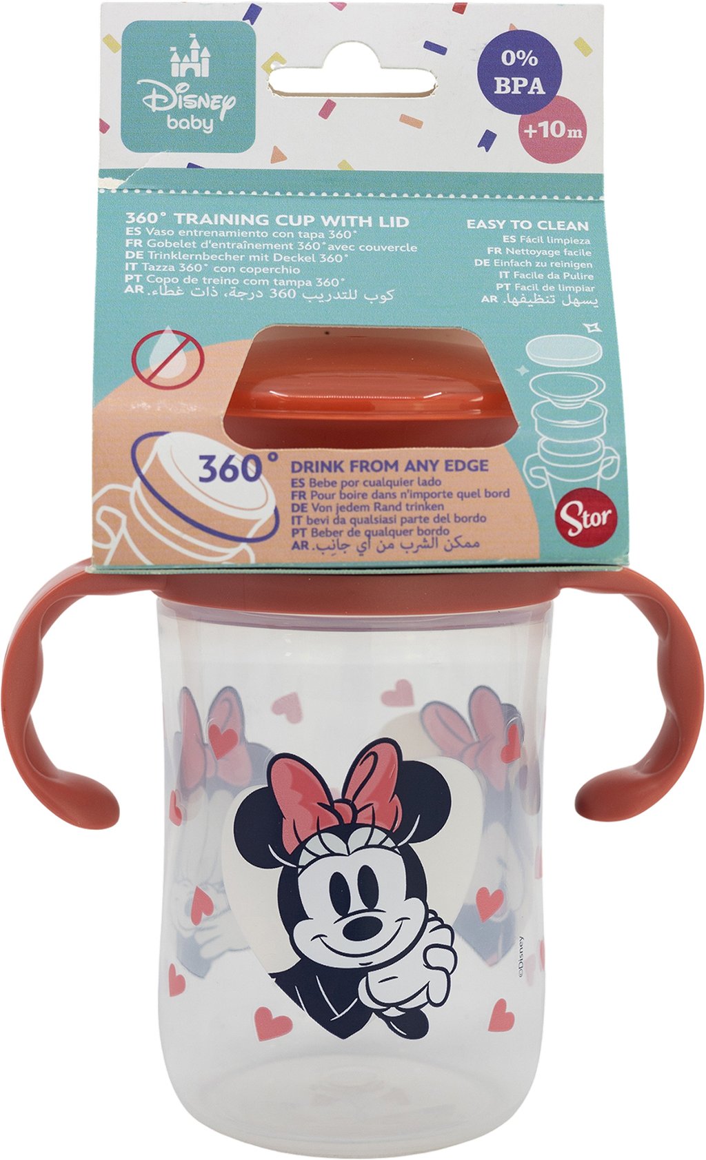 STOR Bicchiere da Viaggio Disney Minnie 395ML, in plastica senza BPA, con due