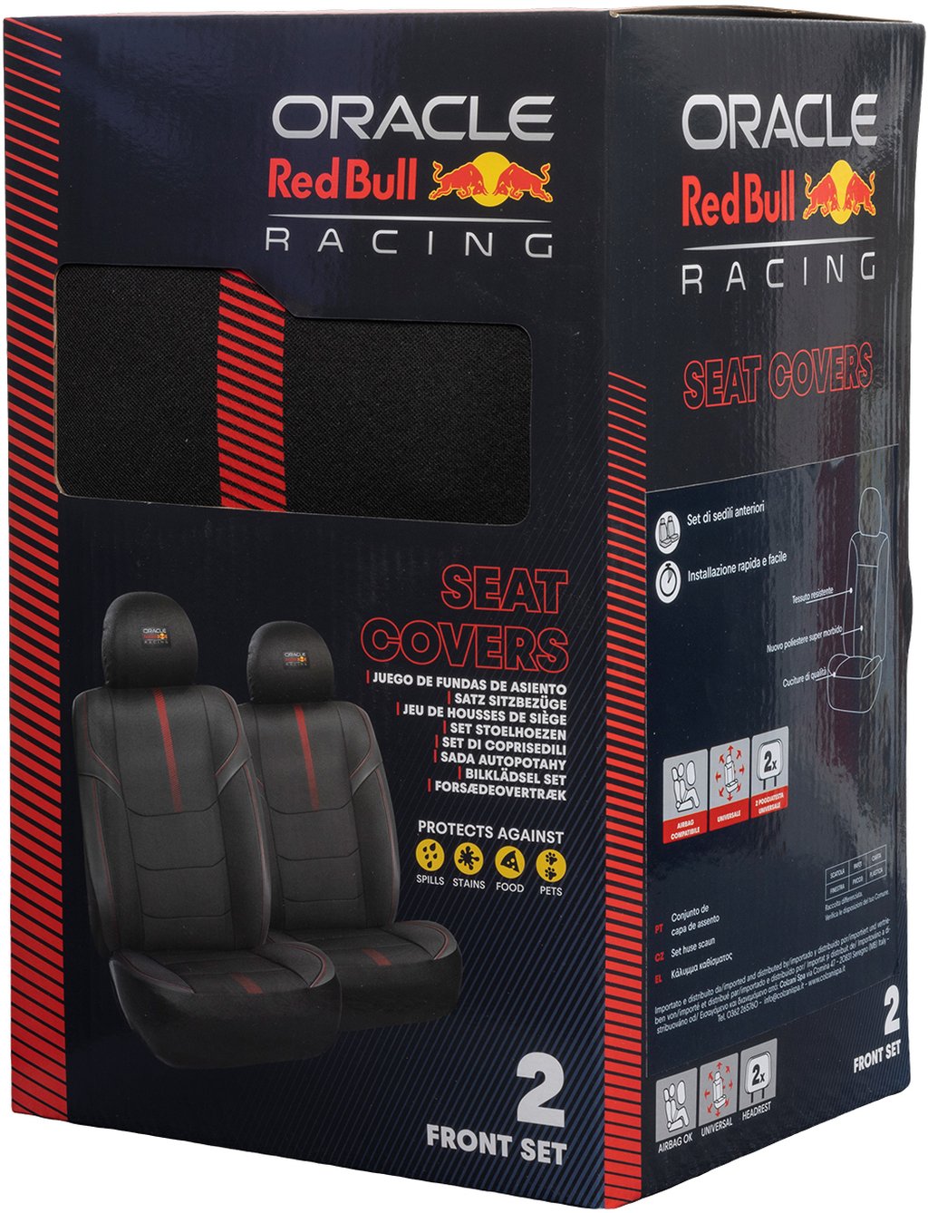 RED BULL RACING Set Coprisedile 6 Pz Powerbar II Nero/Rosso per auto
