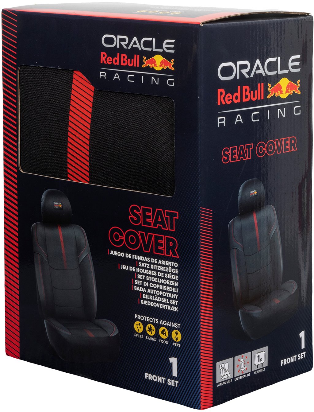RED BULL Set Coprisedile 3 Pz Powerbar II Nero/Rosso per auto Originale