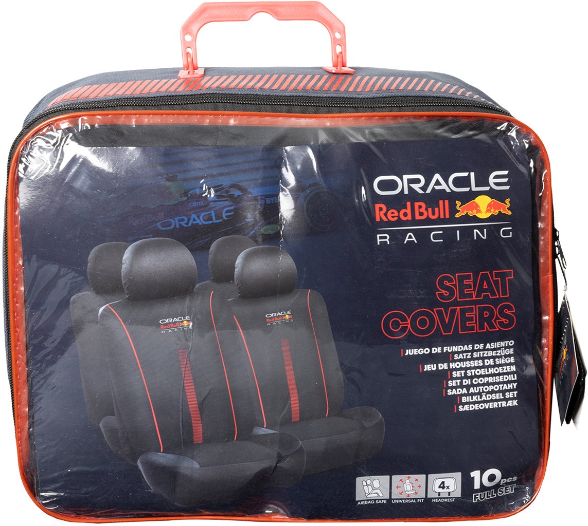 RED BULL RACING Set Coprisedile 10 Pz Powerbar Nero/Rosso per auto