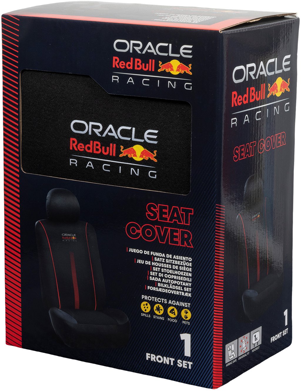 RED BULL Set Coprisedile 3 Pz Powerbar Nero/Rosso per auto Originale Resistente