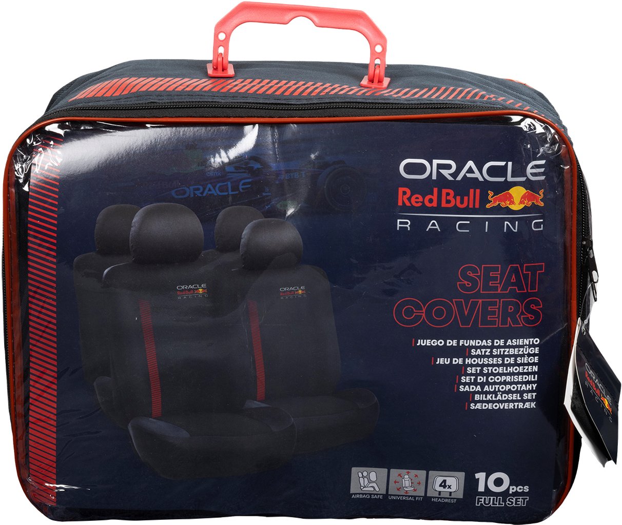 RED BULL Set Coprisedile 10 Pz Powerbar Nero/Rosso per auto Originale Resistente
