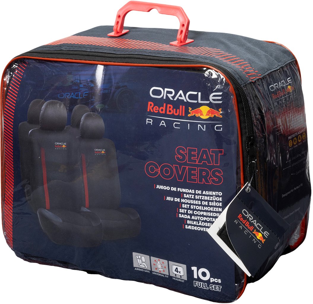 RED BULL Set Coprisedile 10 Pz Powerbar Nero/Rosso per auto Originale Resistente