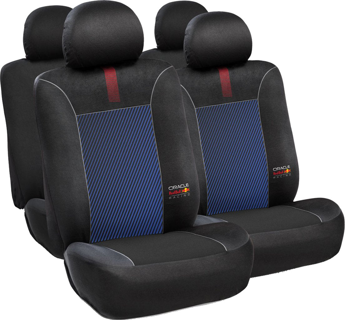RED BULL Set Coprisedile 10 Pz Blended Lines Nero/Rosso Auto Originale