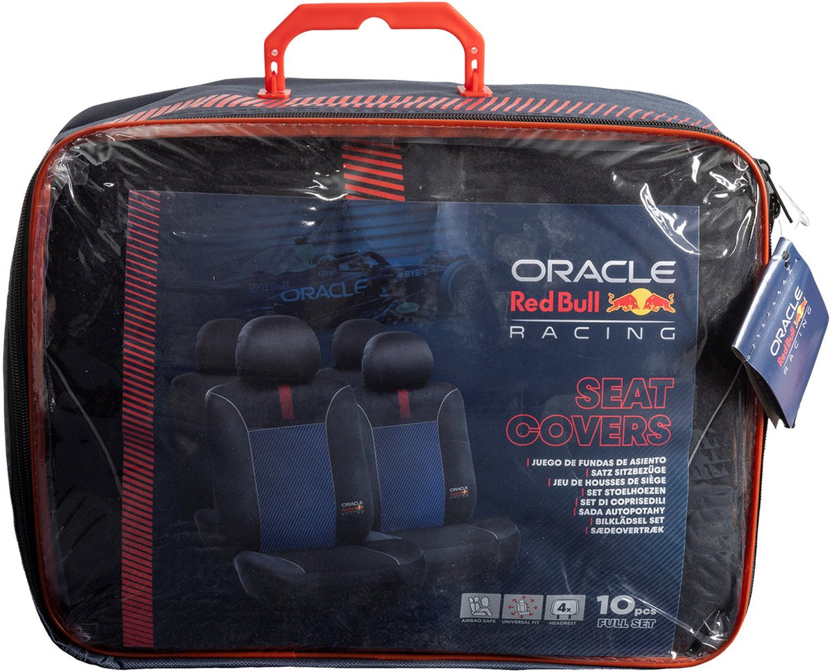 RED BULL Set Coprisedile 10 Pz Blended Lines Nero/Rosso Auto Originale
