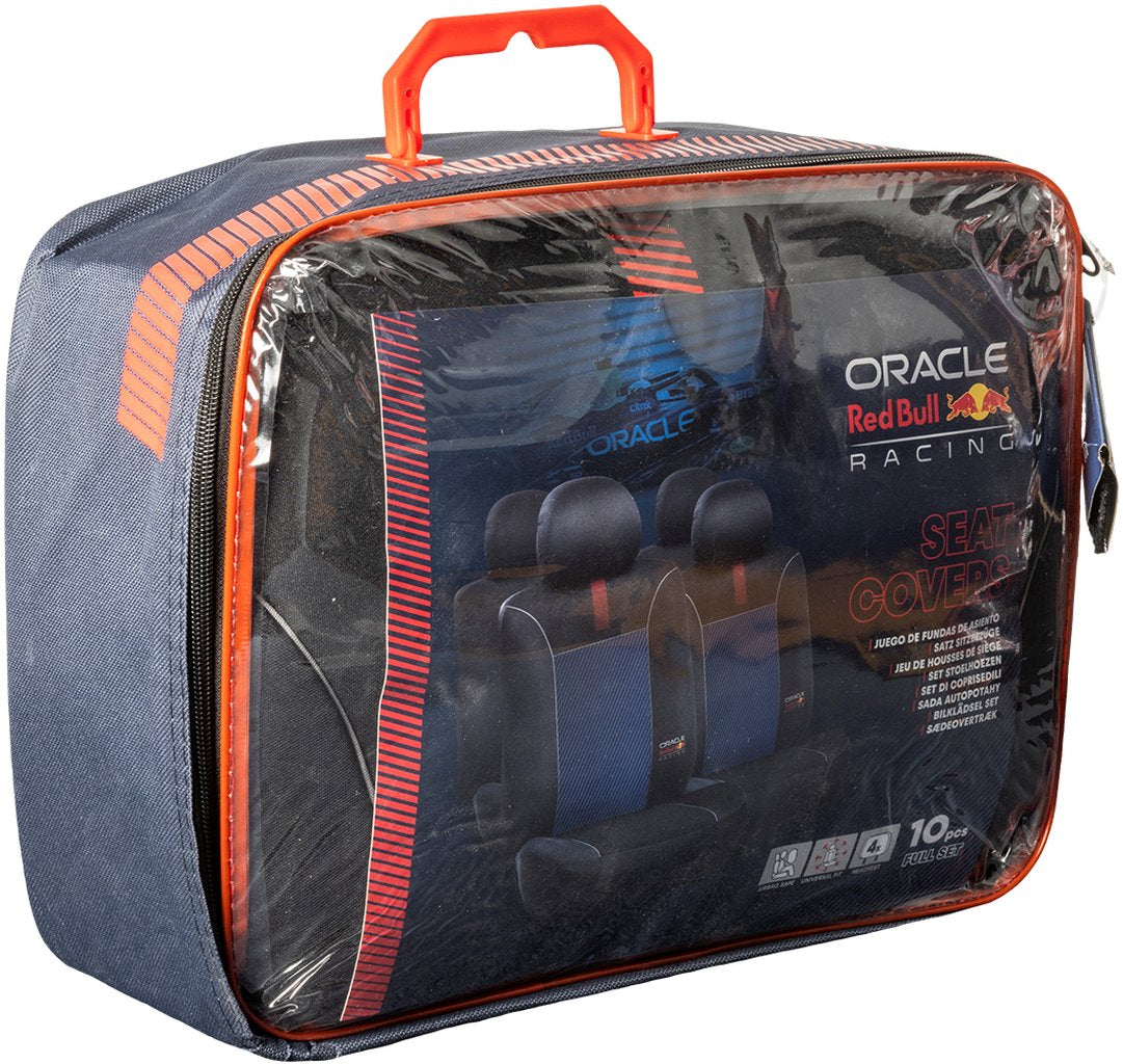 RED BULL Set Coprisedile 10 Pz Blended Lines Nero/Rosso Auto Originale