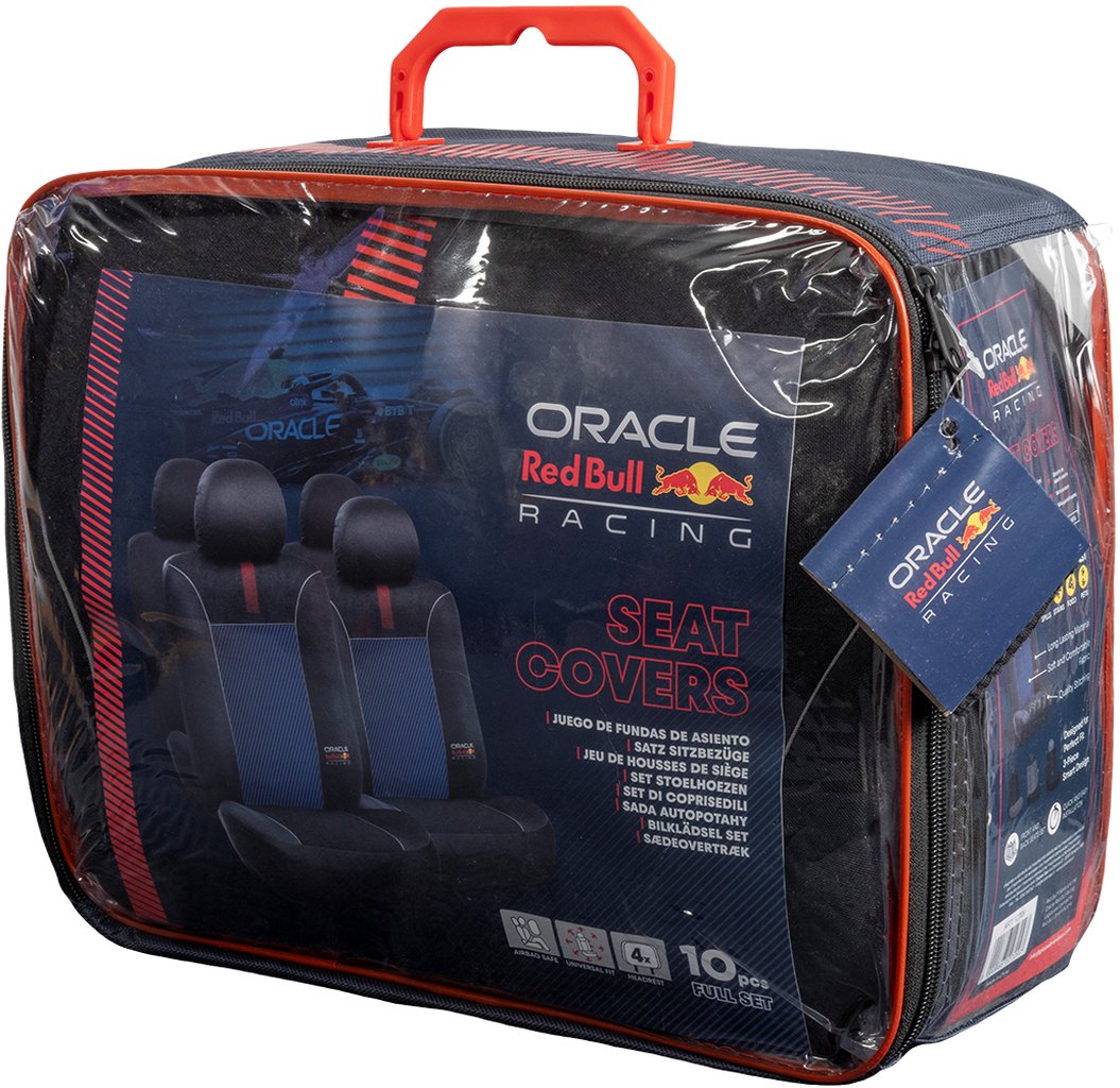 RED BULL Set Coprisedile 10 Pz Blended Lines Nero/Rosso Auto Originale