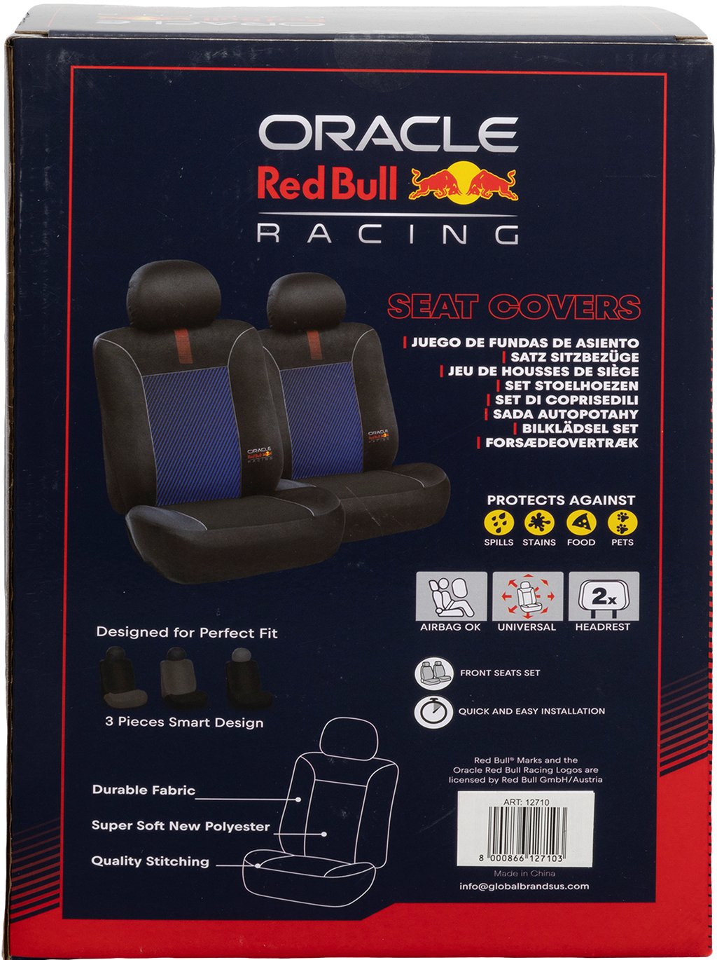 RED BULL RACING Set Coprisedile 6 Pz Blended Lines Nero/Rosso