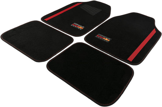 RED BULL RACING Set Tappeti 4 Pz Powerbar in PVC e Moquette Nero/Rosso