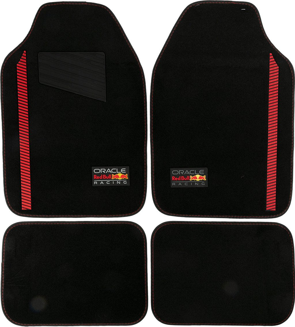 RED BULL RACING Set Tappeti 4 Pz Powerbar in PVC e Moquette Nero/Rosso