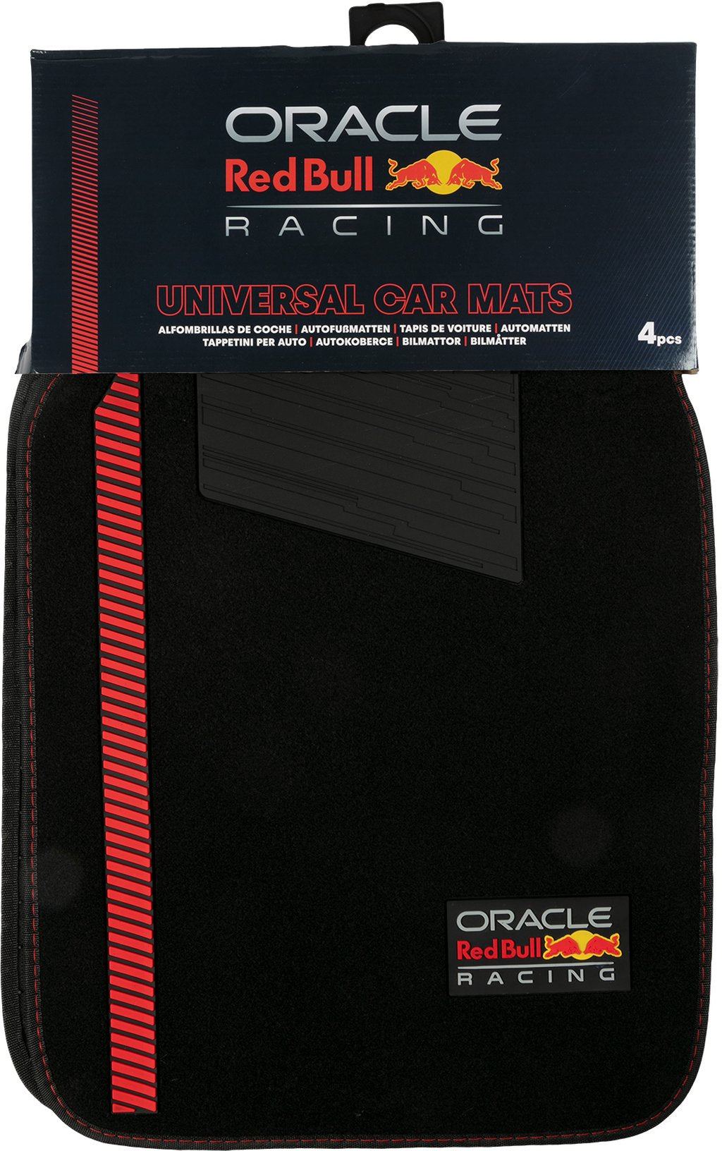 RED BULL RACING Set Tappeti 4 Pz Powerbar in PVC e Moquette Nero/Rosso