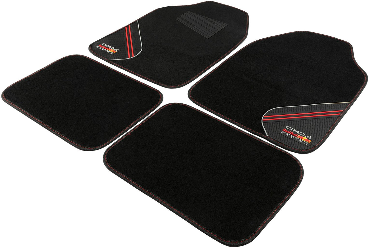 RED BULL RACING Set Tappeti 4 Pz Racing in PVC e Moquette Nero/Rosso