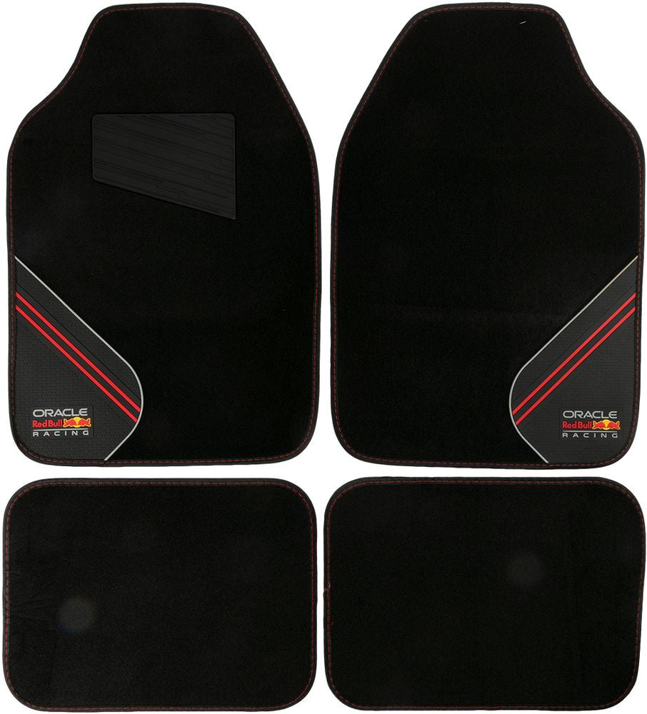 Set Tappeti 4 Pz Racing Nero/Rosso