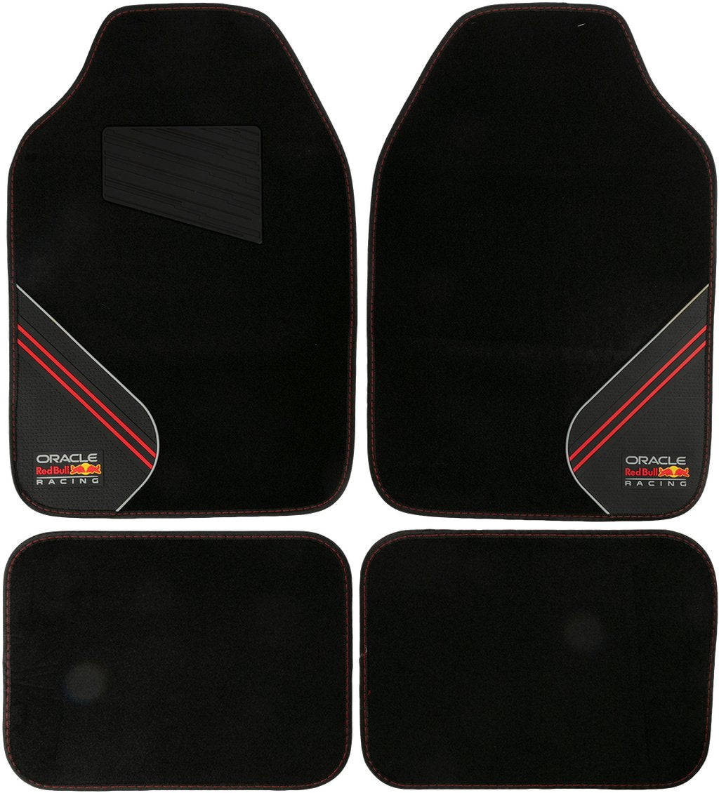 RED BULL RACING Set Tappeti 4 Pz Racing in PVC e Moquette Nero/Rosso