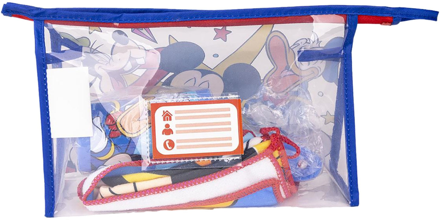 STOR Disney Mickey Mouse Set 3 Pz Asilo Asciugamano Spazzola e Bicchiere Auto