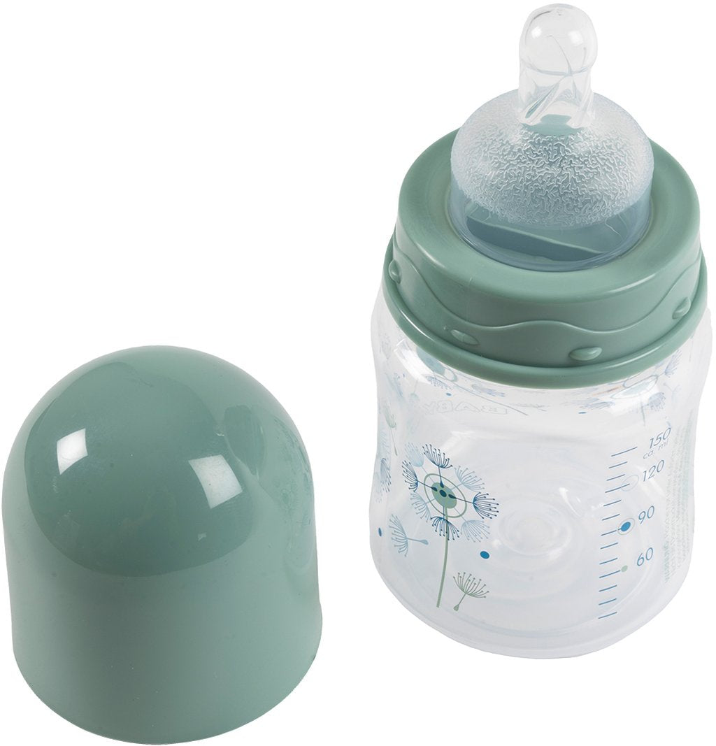 POUPY Biberon per neonati da 150 ml con collo largo, tettarella in silicone