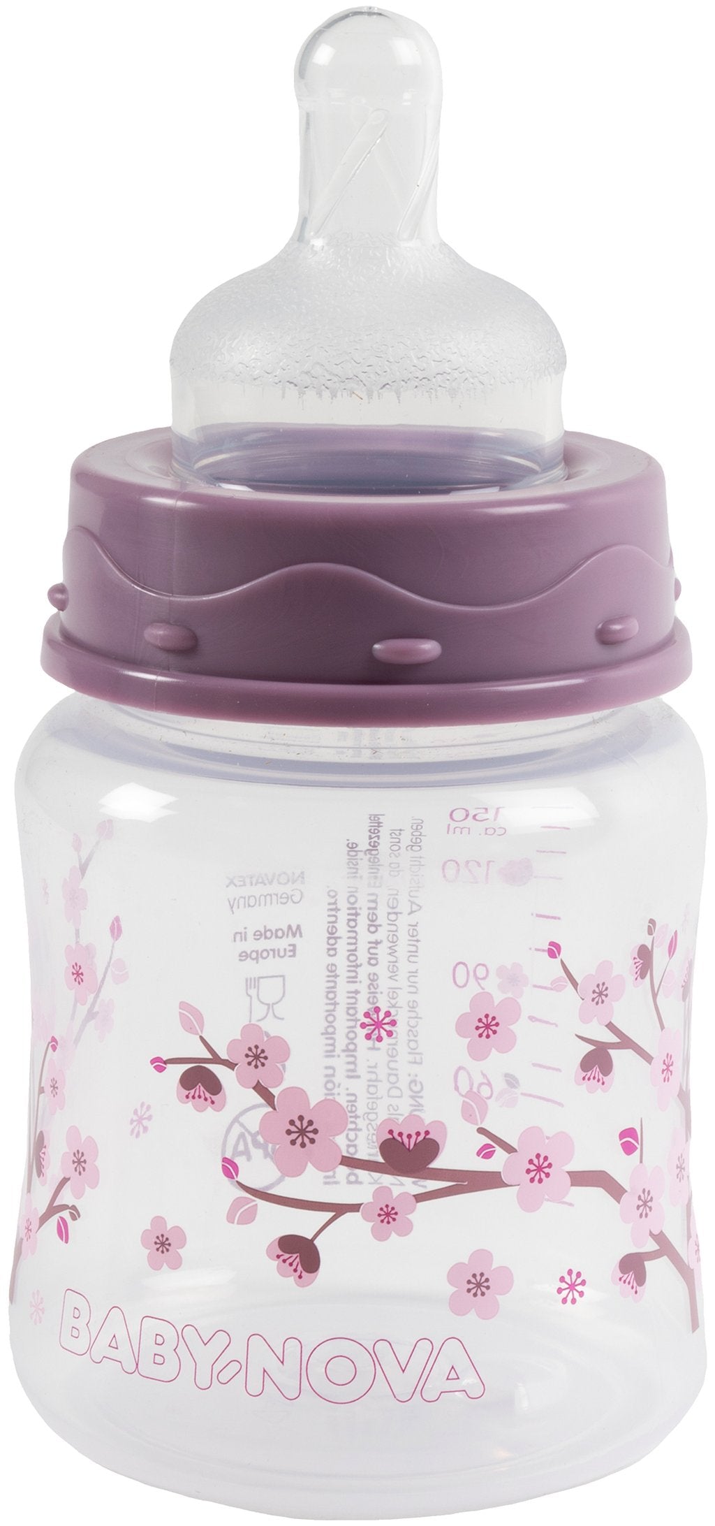 POUPY Biberon per neonati da 150 ml con collo largo, tettarella in silicone