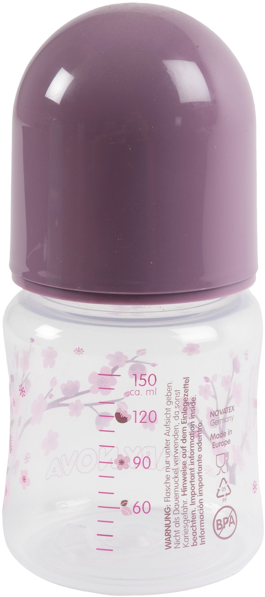 POUPY Biberon per neonati da 150 ml con collo largo, tettarella in silicone