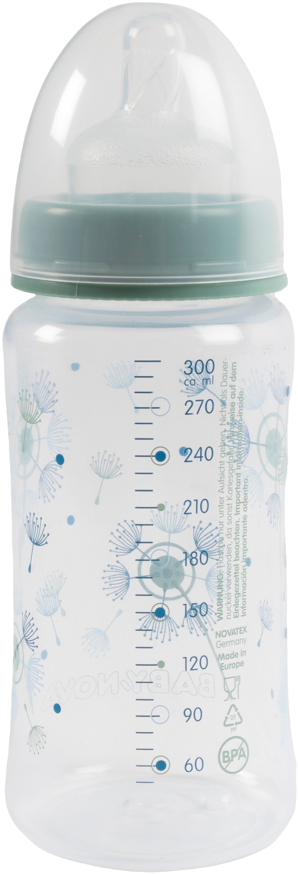 POUPY Biberon per neonati con collo largo decorato da 300 ml tettarella