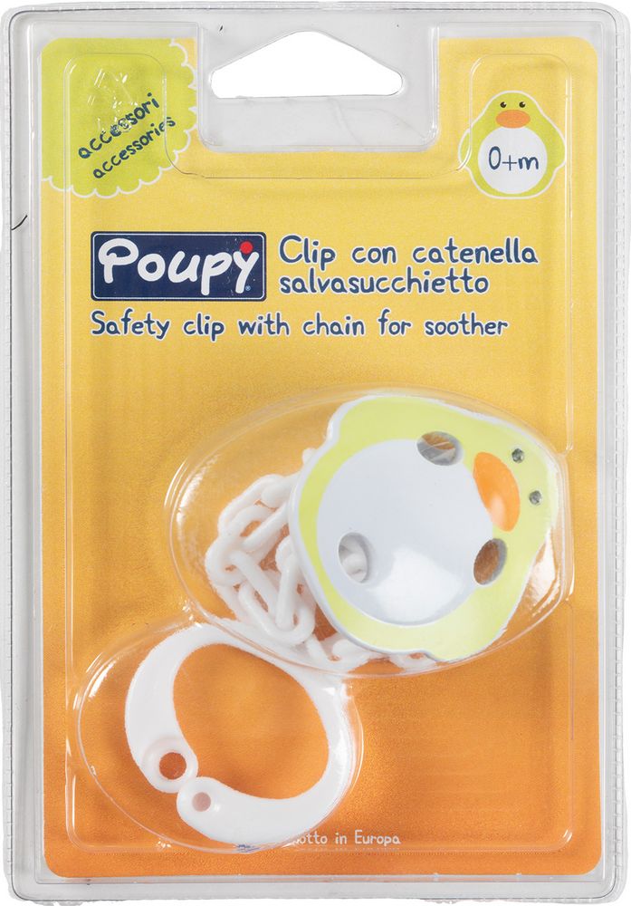 Clip con catenella per ciuccio bimbi in plastica