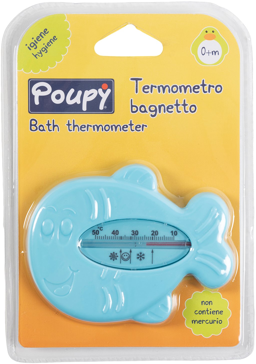 Termometro da bagno Poupy per bambini utilizzabile e riutilizzabile.